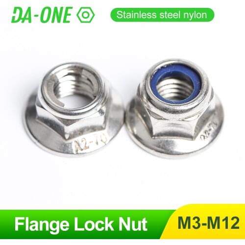 2-10PCS M4 M5 M6 M8 M10 M12 Stainless Steel Hex Flange Nylon/Metal Lock Nut Hexagon Nuts Nylon Lock Nuts High Quality