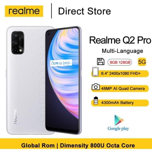 Realme Q2 Pro 5G Mobile phone 8GB 128GB 6.4'' FHD+ Dimensity 800U Octa Core 48MP AI Quad Camera 4300mAh Android 10 Smartphones