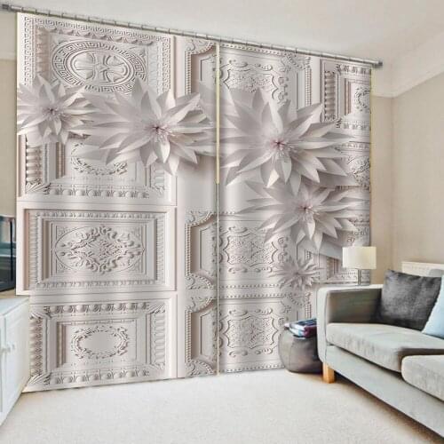 Morden relief flower curtains 3D Window Curtains For Living Room Bedroom Drapes Cortina Customized size