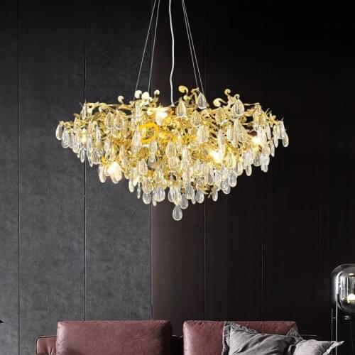 Modern Luxury Crystal Chandeliers for Dining Living Room Hotel Hall Art Gold Light Fixture Home Decora restaurant Hanging Lamp