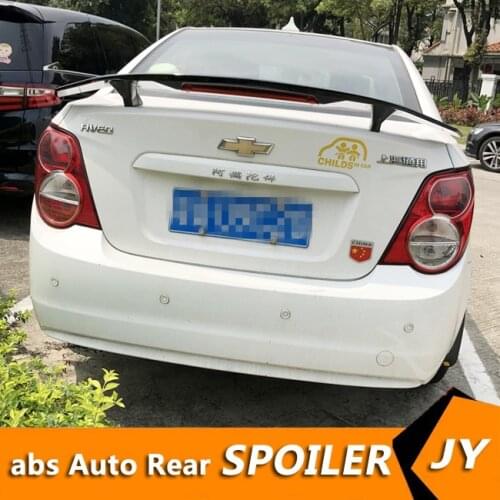 For Chevrolet Aveo Spoiler 2011-2019 Aveo spoiler TF High Quality ABS Material Car Rear Wing Primer Color Rear Spoiler