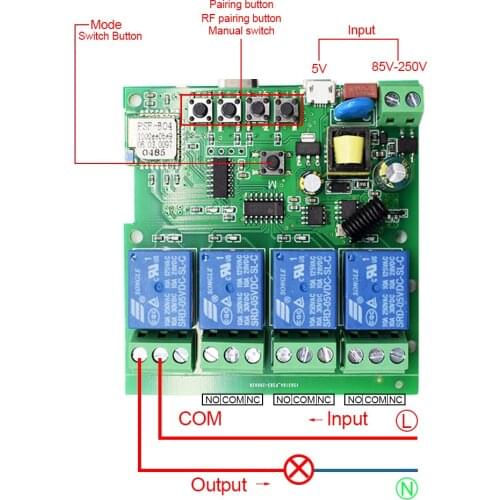 EWeLink 4CH Smart Switch WiFi Switch Module Receiver 4CH 5V 7-32V 85- 250V Home Automation WiFi 16A Timing Relay