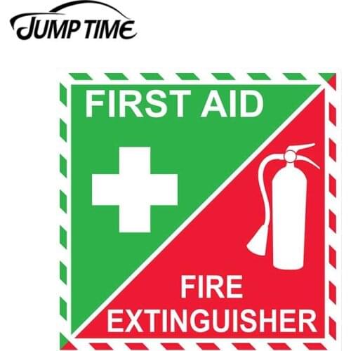 Jump Time 13cm x 13cm For First Aid Fire Extinguisher Inside Vinyl Sticker Decal Emergency Safety Kit Sign Car Accessories