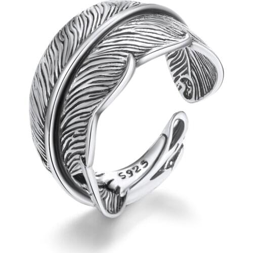 1PC Vintage Metal Color Leaves Feather Open Ring For Women Men European Fashion Leaf Finger Ring Anel Jewelry R50-6