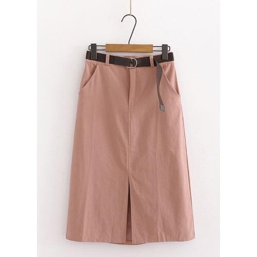 Black Retro Burr Split Skirt Womens Korean Style Loose High Waist Medium Length A-line Skirt