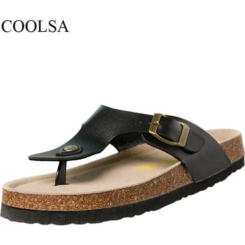 COOLSA Womens Summer Flat Cork Flip Flops Women Beach Flip Flops Outdoor Slippers Non-slip Couples Slippers Drop Shipping Hot
