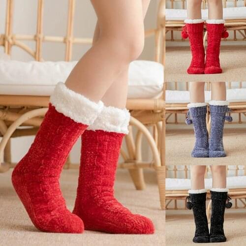 1 Pair Christmas socks Floor Socks Living Room Indoor Acrylic Polyester One size Home Winter Warm Socks