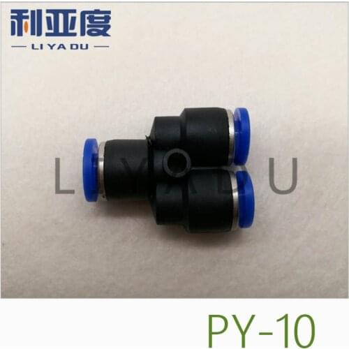 10PCS /lot PY-10 Pneumatic connector PY plastic Y type three plug in quick joint PY10