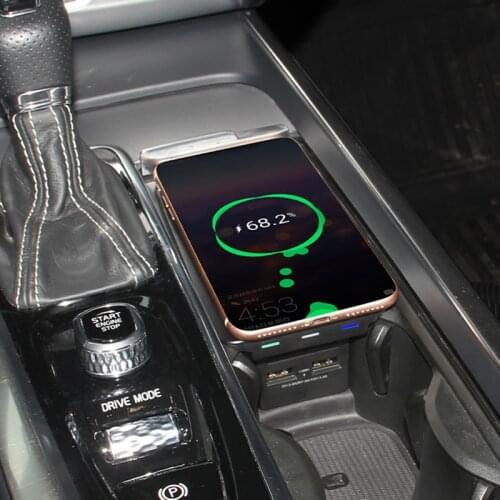 10W car QI wireless charging phone charger for Volvo XC90 XC60 S90 V90 V60 C60 2018 2019 charging plate for iPhone for Samsung