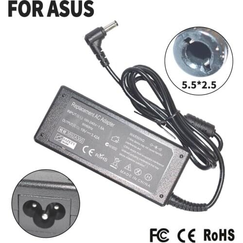 19V 3.42A 5.5X2.5mm AC Adapter Charger For ASUS a3 a6000 f3 x50 x55 A3 A8 F6 F8 F83CR X50 X550V V85 A9T