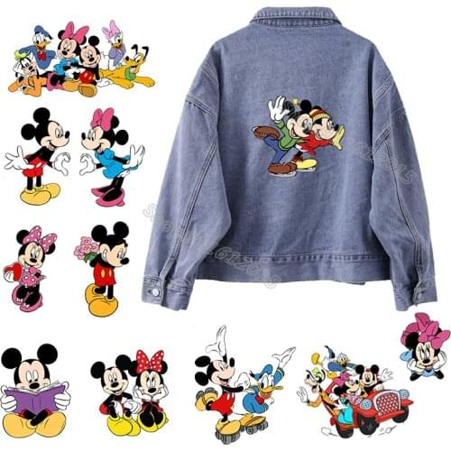 3pcs Set Hot Transfer Clothes Stickers Disney Mickey Mouse Donald Duck Ironing Clothing Patches Cartoon Figure Clothes Applique