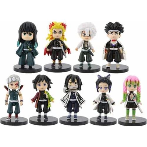 9PCS Demon Slayer Blade Noichiro Kobanai Tomioka Yoshiyuki figure Anime Figure model Ornaments Colletible Model Toys for kids