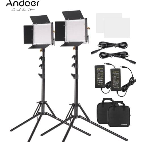 Andoer 2 Packs LED Video Light and 78.7 Inches Stand Lighting Kit Dimmable 660 LED Bulbs 3200-5600K for Studio Photography