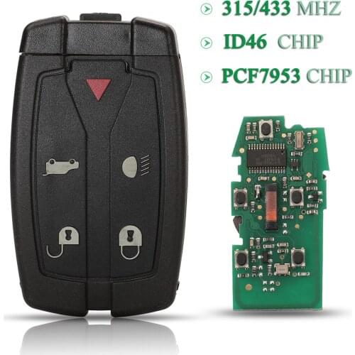 Bilchave 5pcs For Land Rover Freelander 2 3 Ranger Rover Evoque Discovery 4 FOB 315 /433Mhz ID46 PCF7953 Chip 5BT Remote Car Key