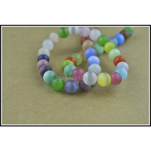 Free Shipping 50PCS 8mm Cat eye beads Round Fashion beads multi-color for jewelry making