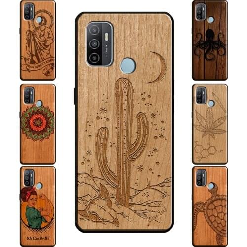 Horse Turtle Butterfly Wood Case For OPPO A52 A72 A92 A15 A83 A91 A3S A5S Reno 4 Pro Z 2Z A31 A53 A9 A5 2020 Coque
