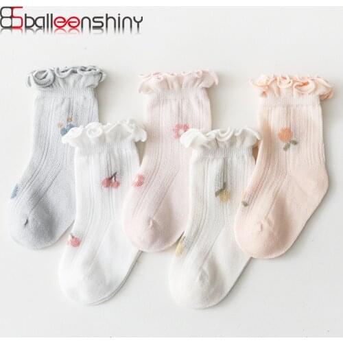 Balleenshiny Children Sock Baby Boys Girls Knee High Socks Solid Toddlers Long Socks Kids Cute Sock Infant Mesh Ruffle Sock