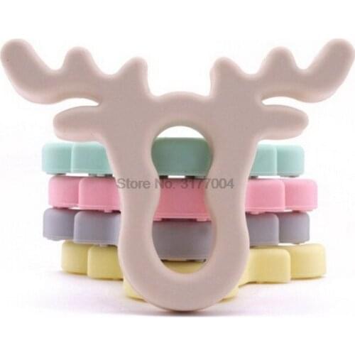 DHL 200pcs Silicone Snowflak Teether Christmas Snow Pendant Star Christmas Deer Gifts For Baby Elk Gingerbread Baby Teether