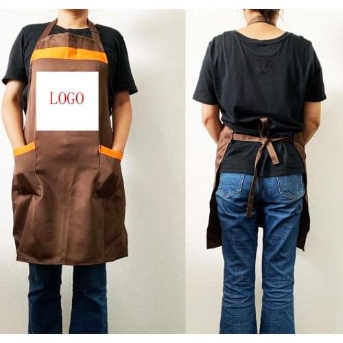 100pcs adv PRINT LOGO custom made to order APRON dark brown coffee orange color for promotion