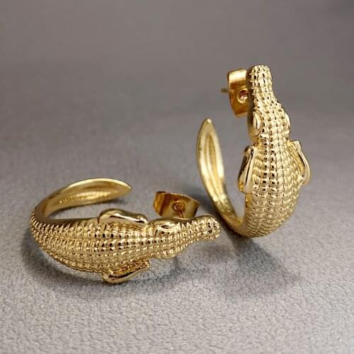 Personalized fashion Silver,Gold crocodile earrings Women Mens Ear Stud Party Earrings
