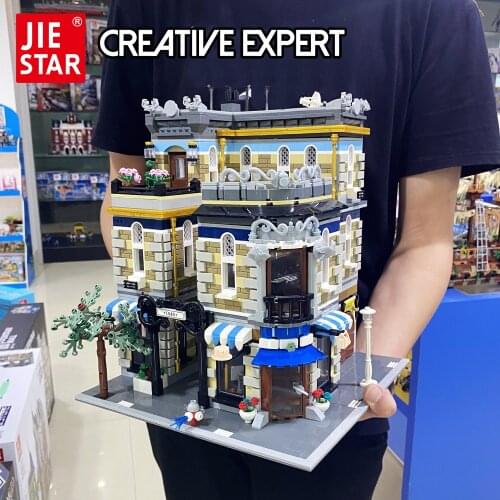 JIESTAR Creative Expert Ideas CityStreetview Hat Shop Moc Bricks Modular House Building Blocks Model Toys Garden Center 89121
