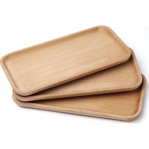 Square Dessert Plate Beech Plate Dish Sushi Dish Fruits Platter Dish Tea Tray Wooden Cup Holder Bowl Pad Baking Tableware SN3332