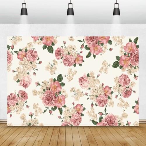 Laeacco Vinyl Backgrounds For Photography Blossom Flowers Vintage Damask Wallpaper Pattern Photo Backdrop Photocall Photo Studio