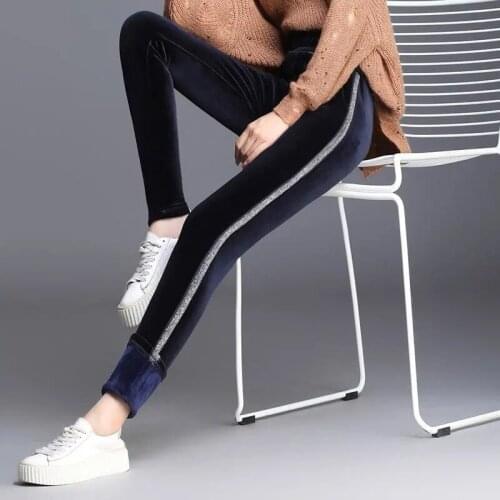 High Waist Plus Size Leggings Plus Velvet Thickening Women Autumn Winter Gold Velvet Double-sided Velvet Outer Wear Casual Pants
