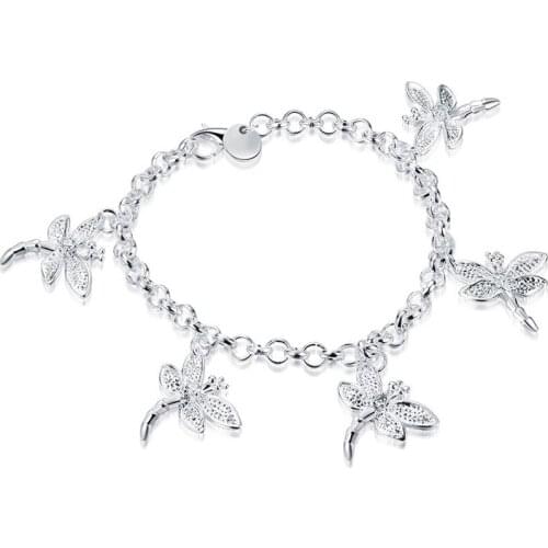 BABYLLNT Fashion 925 Silver Five Dragonfly Bracelets For Women Wedding Engagement Party Charming Jewelry Wholesale