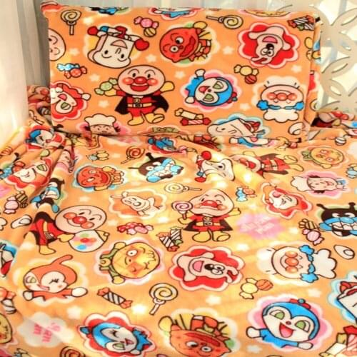 Cartoon Anpanman Pillow Case Cover Plush Flannel Blanket Bed Sheet Lady Gift Girl Toy