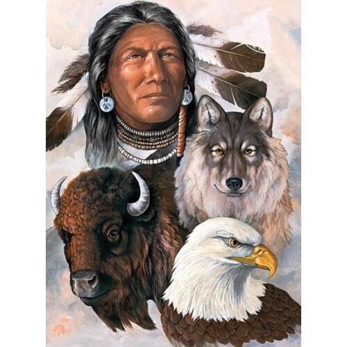 3D Diamond Cross Stitch Kits Diy Embroidery Home Decoration Picture Of Rhinestone diamond Painting Mosaic Indian With Animals