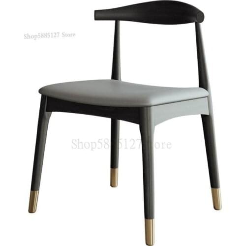 Nordic Light Luxury Chair Horn Chair Solid Wood Backrest Chair Simple Dining Chair Home Desk Chair Restaurant Chair