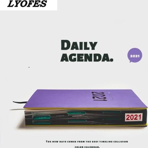 New Fashion Agenda 2021 Jan-Dec English Language Thicken Notebook A5 Leather Soft Cover School Planner Efficiency Journal