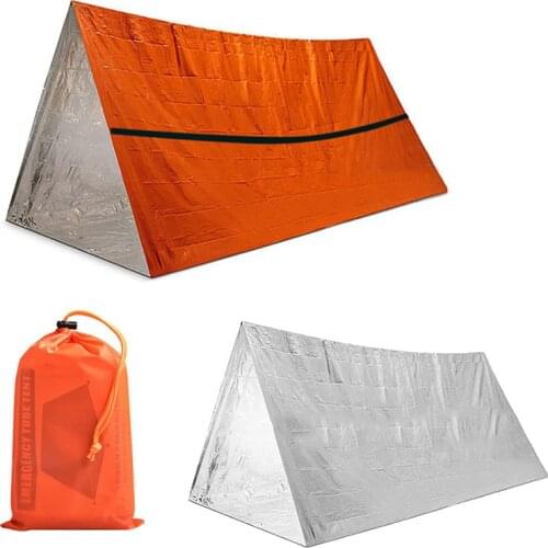 2 People Emergency Shelter camping Survival tube tent PE aluminum film tent Outdoor lightweight Waterproof Thermal Blanket