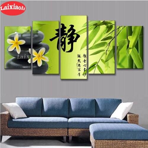 Full round diamond embroidery stone diamond painting bamboo 5D square by hand 3d gift picture rhinestones 5 pcs room decoration