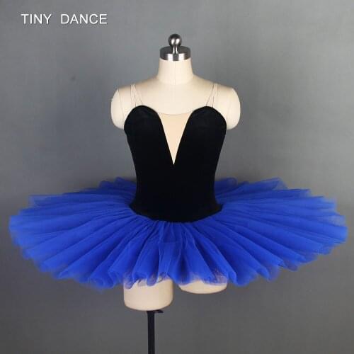 Pre-Profesional Ballet Dance Tutu Stretch Velvet Bodice with Nude V Neck Ballet Pleated Tutu for Girls & Women 11 Sizes BLL093