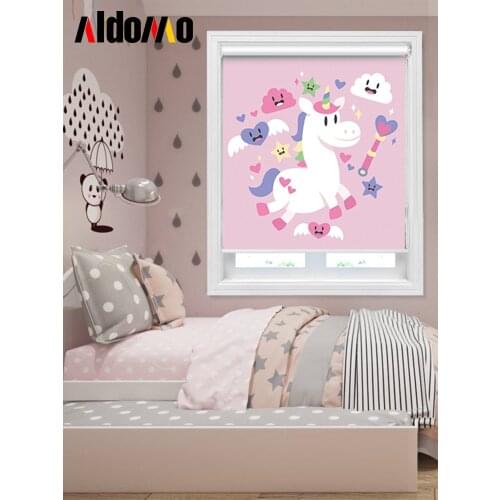 ALDOMO 38mm printed swelling type no drill installation roller blinds for windows bedroom blinds