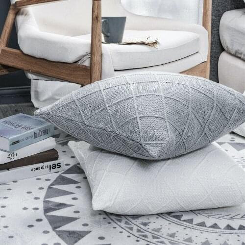 Nordic Solid Color Cotton Cushion Cover Simple Chic Weave Throw Pillows Soft Home Decoration Pillow Cover For Sofa Car Bed Decor