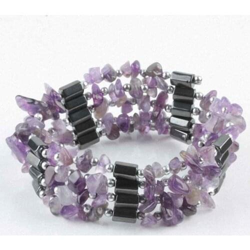 SUNYIK Magnetic Hematite Gem Stone Beads Wristband Bracelet Bangle Chain Choker Necklace for Women Jewerly Gift