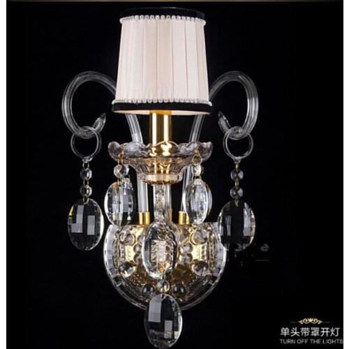 Wedding Led Gold wall sconce crystal light for bedroom hotel wall lighting bedside wall lamp Modern led candle light luminaria