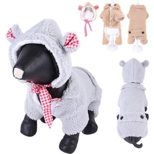 Warm Fleece Pet Dog Jumpsuit Overalls Hooded Winter Dog Clothes For Small Dogs Chihuahua Sweater Puppy Suit Dogs Pets Clothing