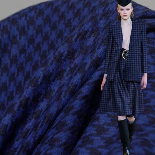 White waxberry Black Blue Houndstooth Tweed Wool Fabrics Garment Materials Autumn Women Jacket Sewing Cloth Tailor Freeshipping