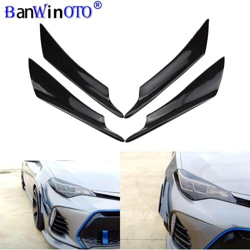 Universal Canards Splitters Lip Front Side Wing Spoiler Fin Bumper Protector Air Trim Diffuser For Car Styling Tunning 4pcs/set