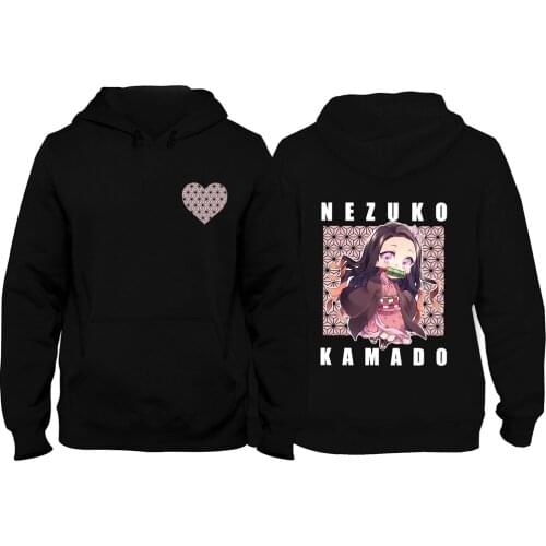 Japanese Anime Demon Slayer Hoodies Nezuko Tanjirou Zenitsu Casual Print Hooded HipHop Streetwear Pullover Sweatshirts Men Women