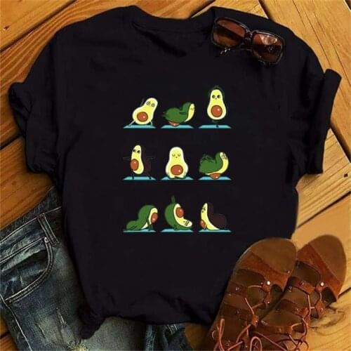 Cute Avocado Printing Women T-Shirt Vintage T-Shirt Fashion Casual Short Sleeves Tee Clothes Streetwear Style Womens Tshirts