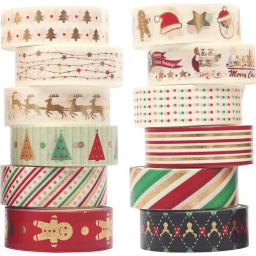 15mmx5m Bronzing Washi Tape Decorative Paper Tape DIY Scrapbook Paper Photo Album Adhesive Masking Tape Set Sticker Supplies