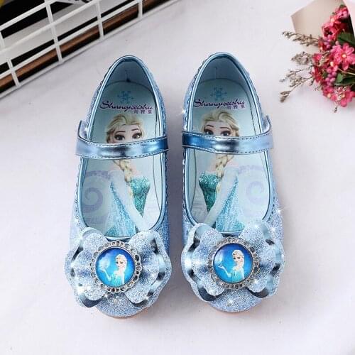 2019 new Disney Princess Frozen childrens flat shoes girls crystal shoes baby soft shoes Elsa shoes EU size 26-36