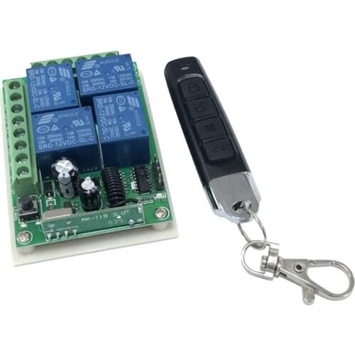 4 CH Wireless RF Remote Control Switch, 433mhz Transmitter with Receiver for Lamp, Smart Switches, Bar Type