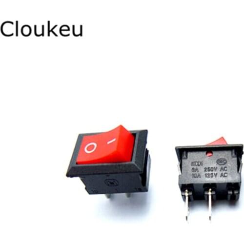 5Pcs 15*21MM Rocker Switch Red KCD1-101 2Pin 2File Seesaw Power switch 5A250V