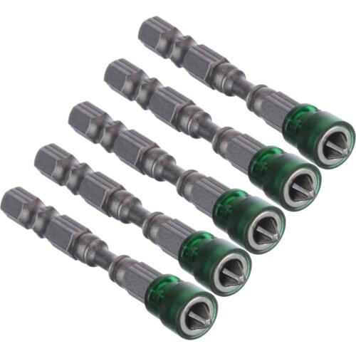 5Pcs Magnetic Screwdriver Bit Anti-Slip S2 Steel PH2 Electric Screw Driver Set 1/4" Hex Shank Single Head Power Tools